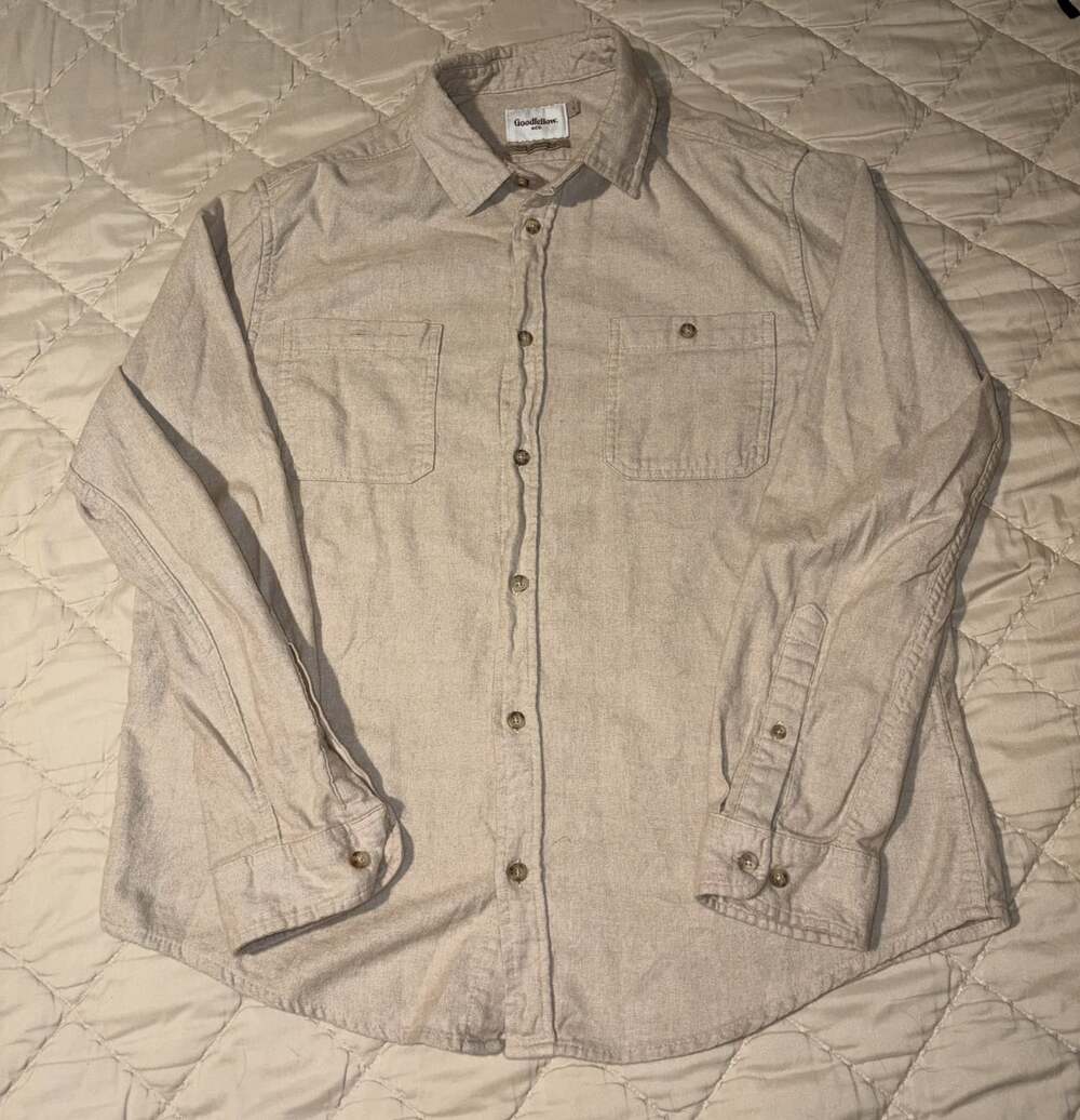 Goodfellow & Co Men's Khaki Flannel Long Sleeve Shirt